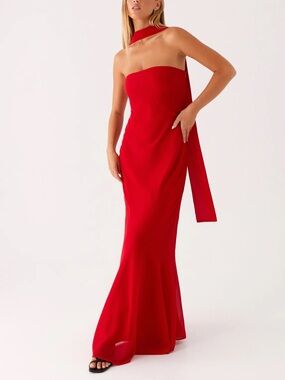 Peppermayo red maxi dress with scarf